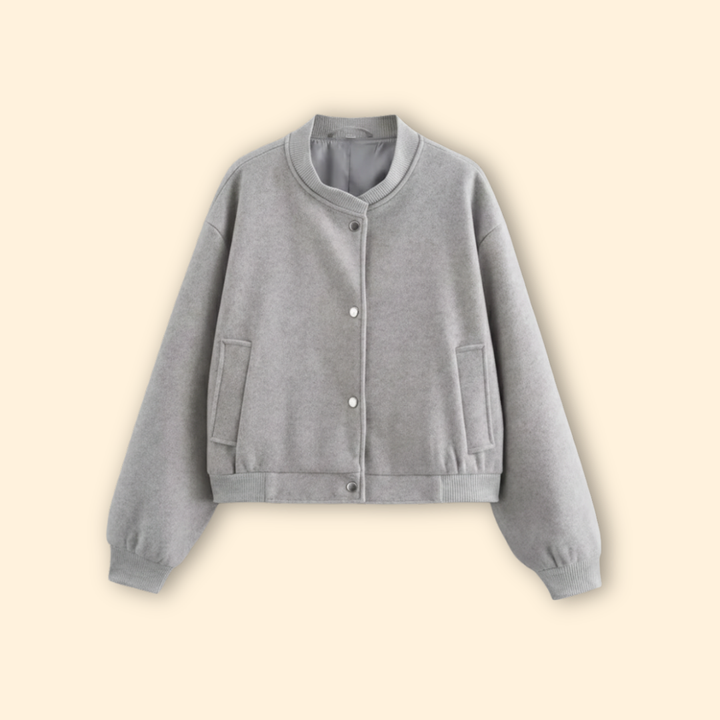 Women’s Bomber Jacket with Snap Button Closure