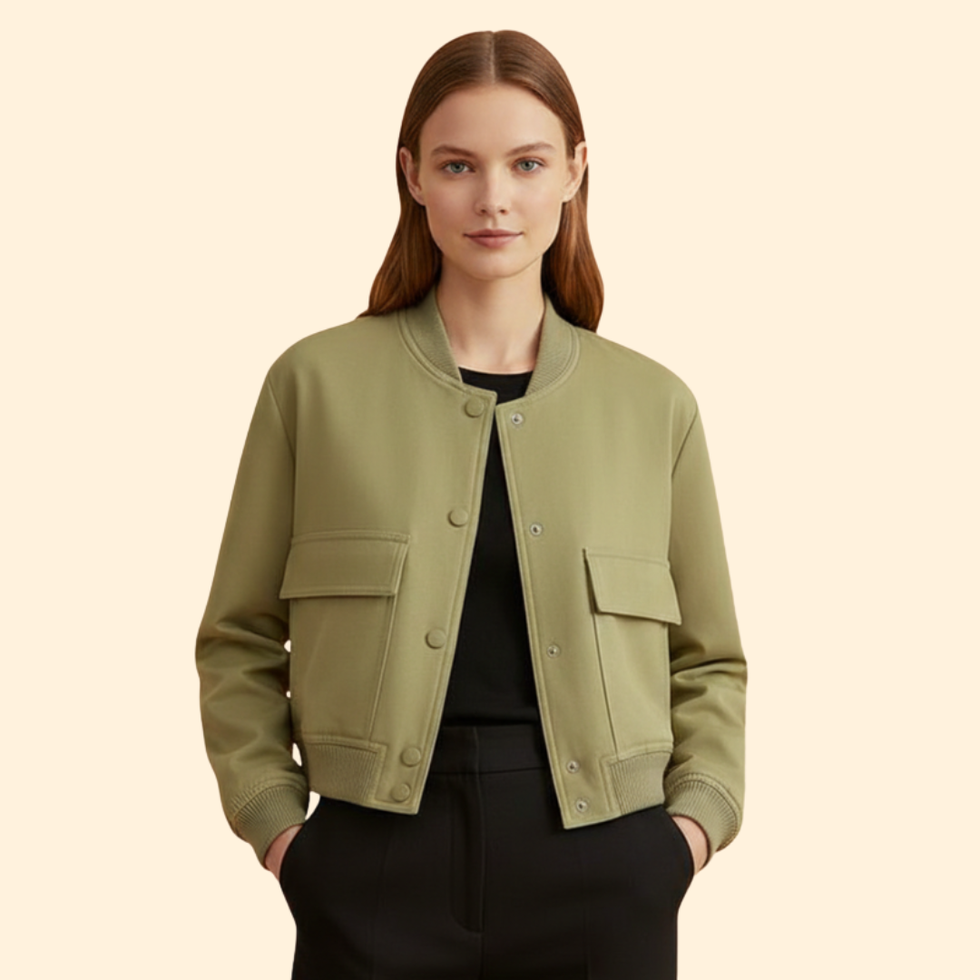 Women’s Cropped Jacket with Front Flap Pockets