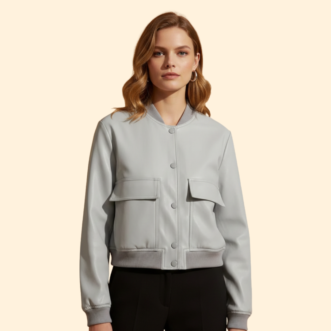 Women’s Cropped Jacket with Front Flap Pockets