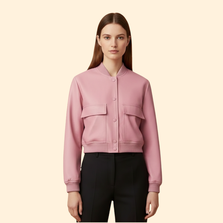 Women’s Cropped Jacket with Front Flap Pockets