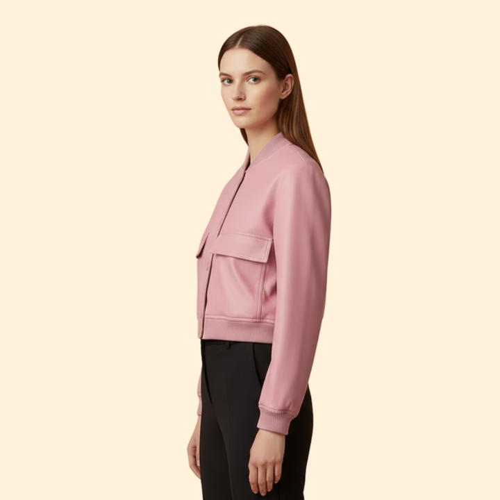 Women’s Cropped Jacket with Front Flap Pockets
