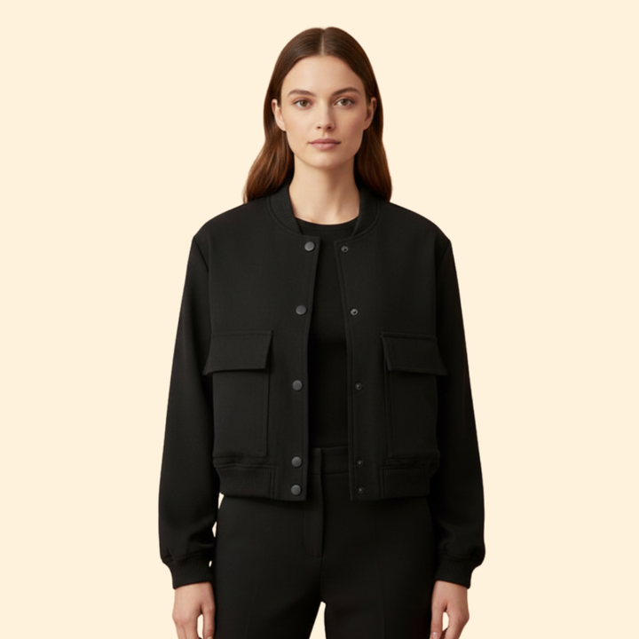 Women’s Cropped Jacket with Front Flap Pockets