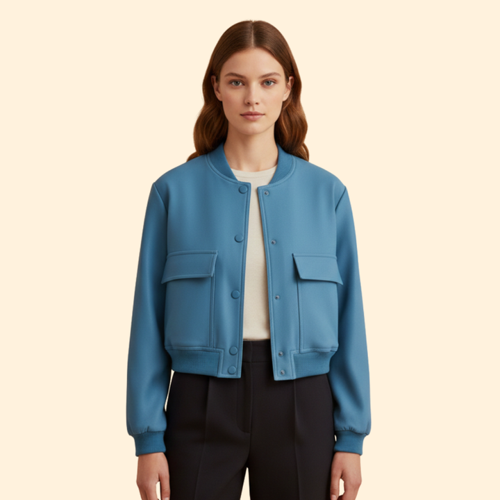 Women’s Cropped Jacket with Front Flap Pockets