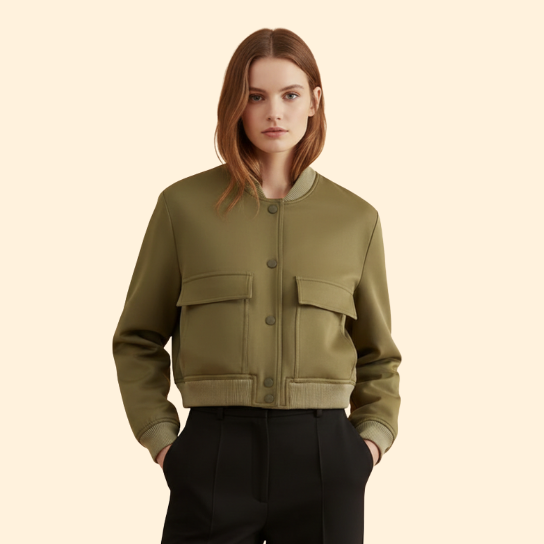 Women’s Cropped Jacket with Front Flap Pockets