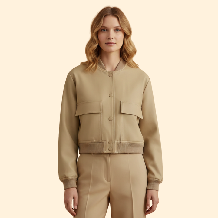 Women’s Cropped Jacket with Front Flap Pockets