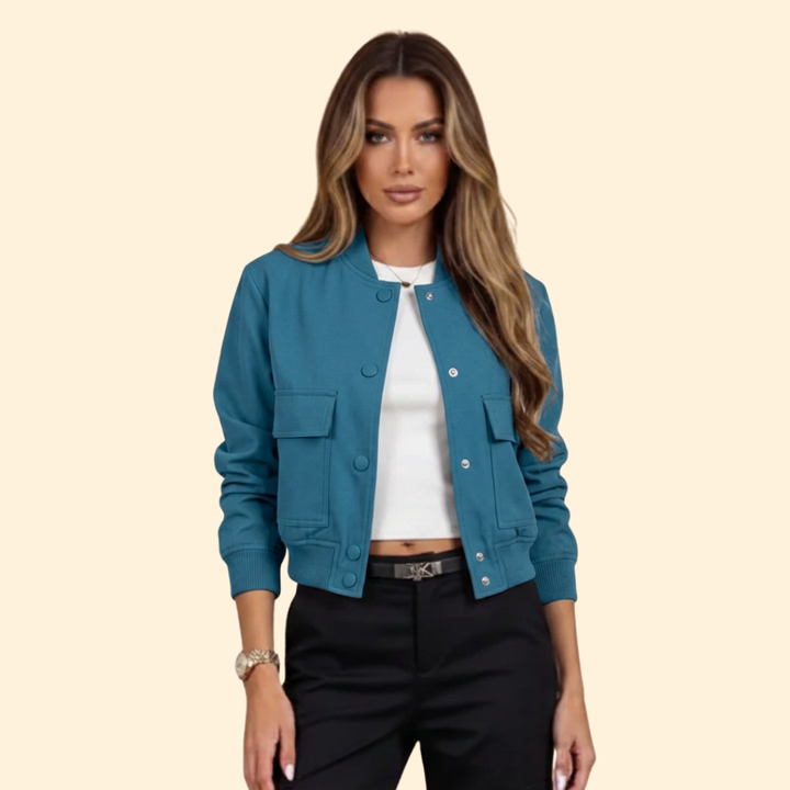 Women's Modern Bomber Jacket with Side Pockets