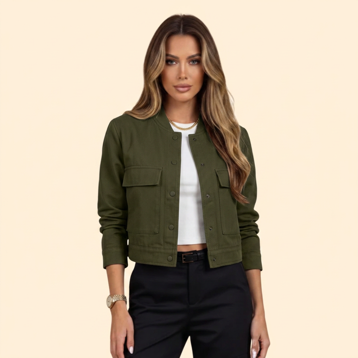 Women's Modern Bomber Jacket with Side Pockets