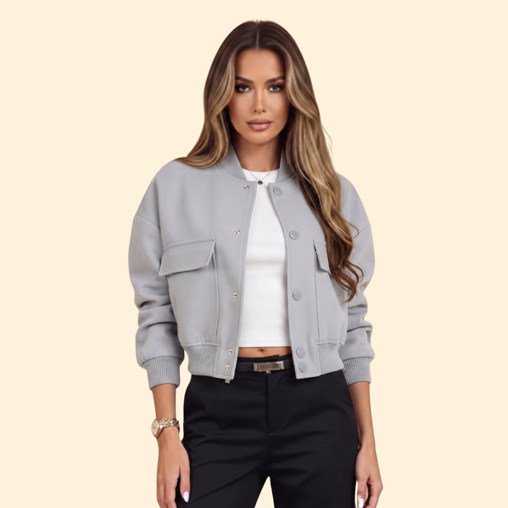 Women's Modern Bomber Jacket with Side Pockets