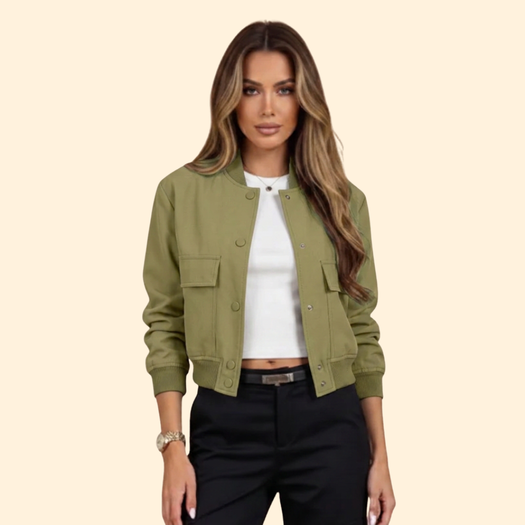 Women's Modern Bomber Jacket with Side Pockets