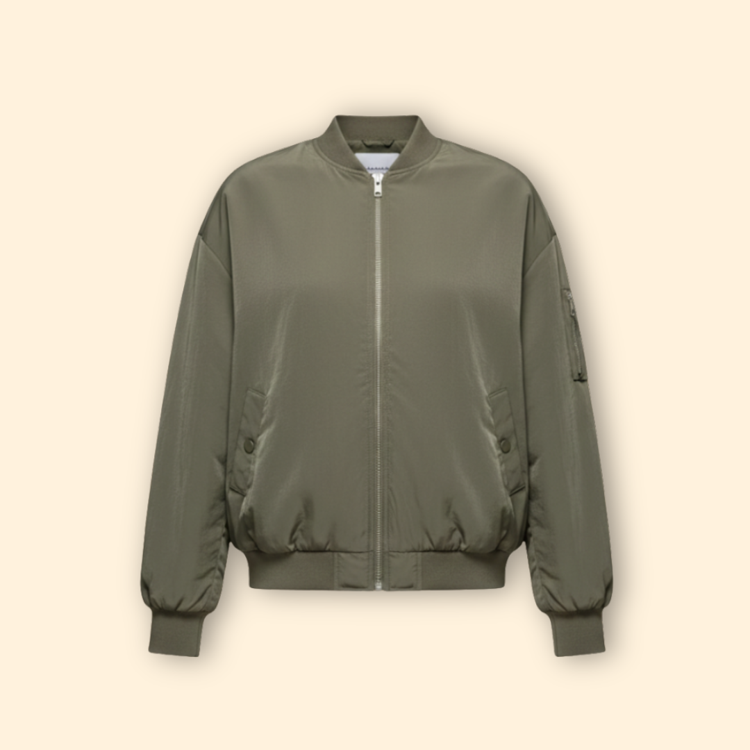 Women’s Oversized Bomber Jacket with Extended Sleeve Design