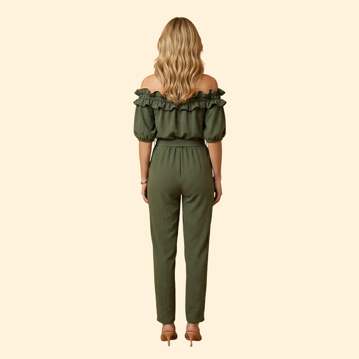 Women’s Off-Shoulder Jumpsuit with Ruffle Trim