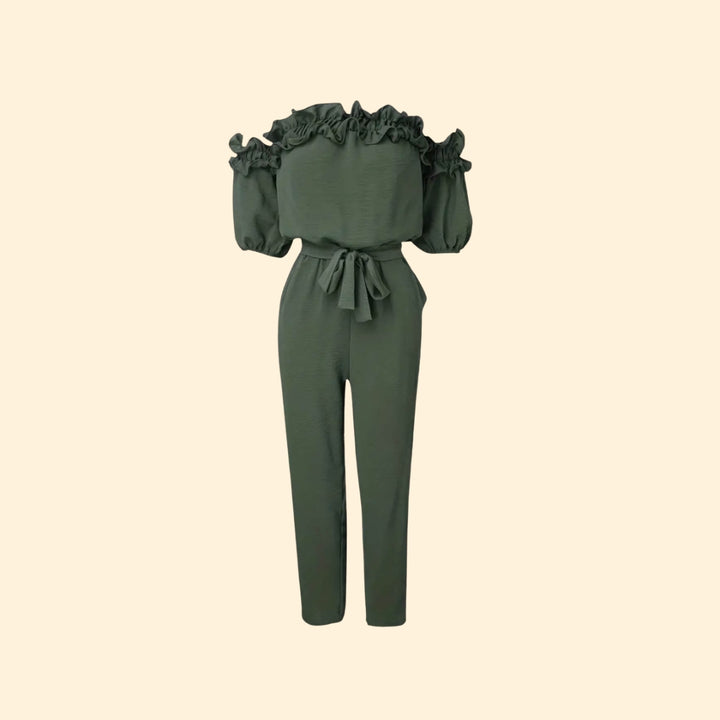 Women’s Off-Shoulder Jumpsuit with Ruffle Trim