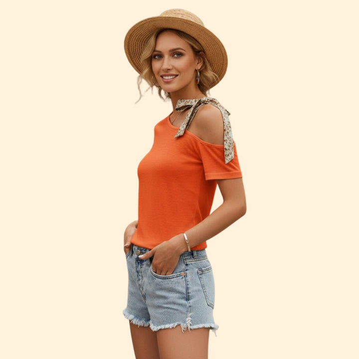 Women's Off-Shoulder T-Shirt with Bow Detail