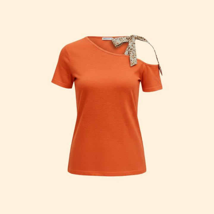 Women's Off-Shoulder T-Shirt with Bow Detail
