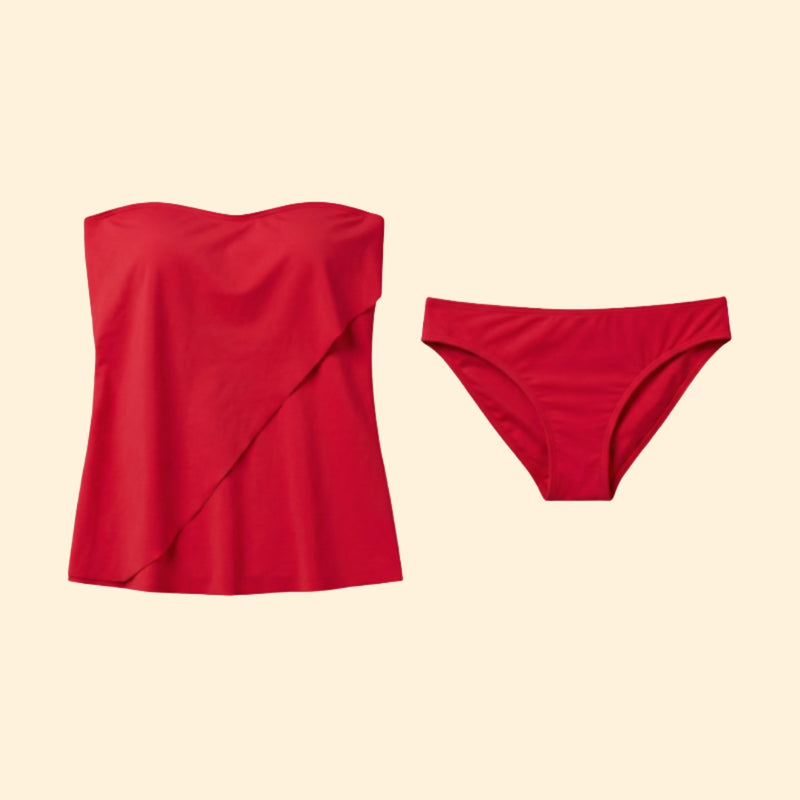Women’s Off-Shoulder Tankini with High-Waist Bottom