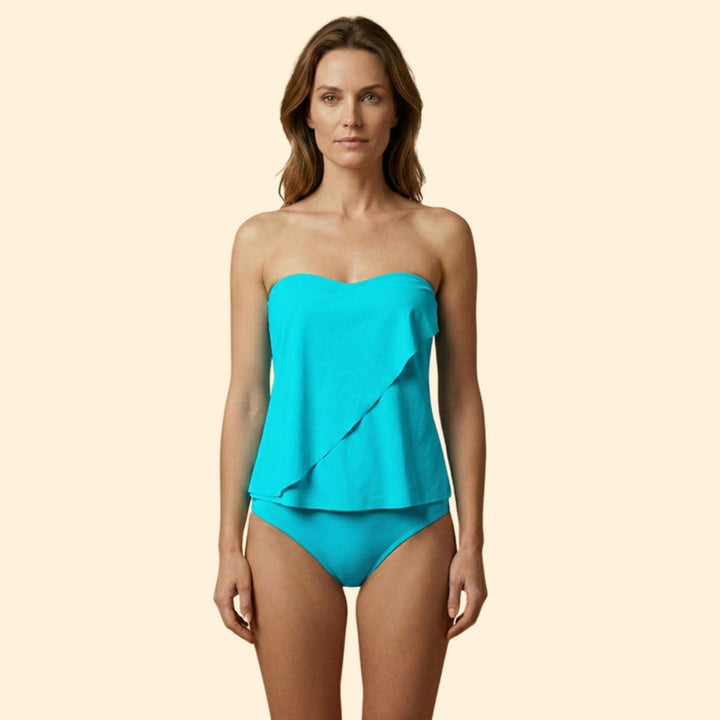 Women’s Off-Shoulder Tankini with High-Waist Bottom