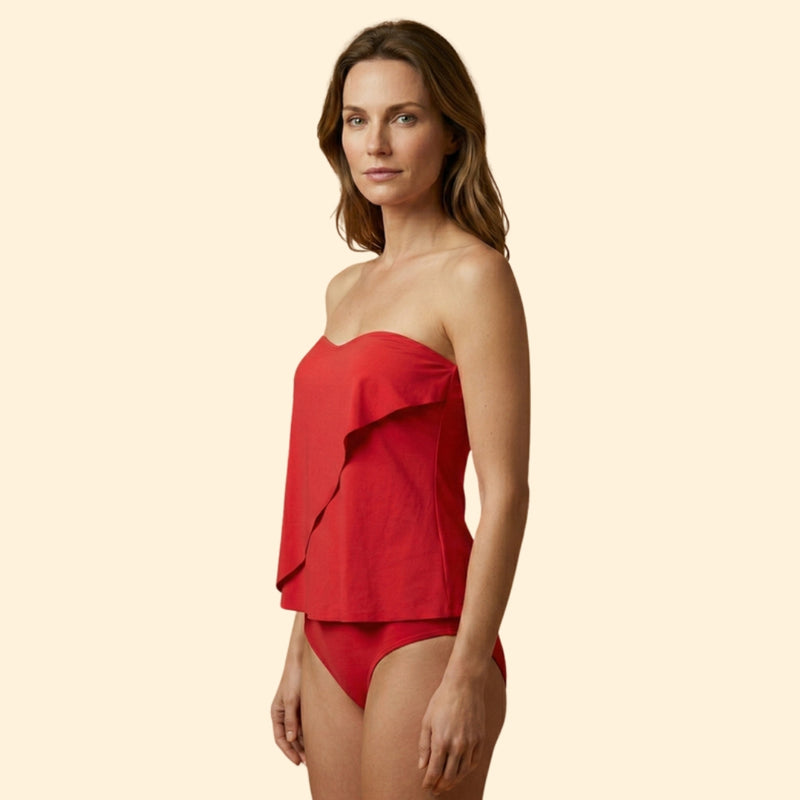 Women’s Off-Shoulder Tankini with High-Waist Bottom