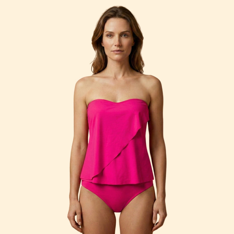 Women’s Off-Shoulder Tankini with High-Waist Bottom