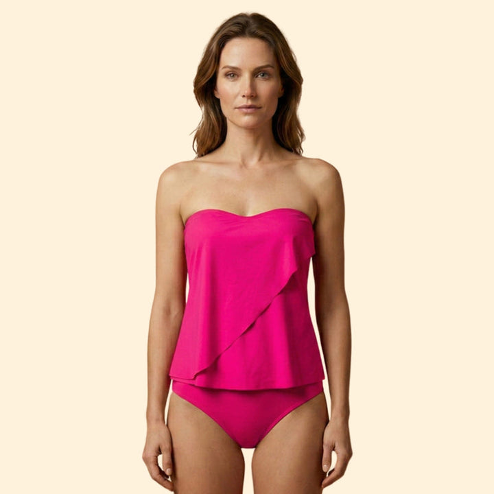 Women’s Off-Shoulder Tankini with High-Waist Bottom