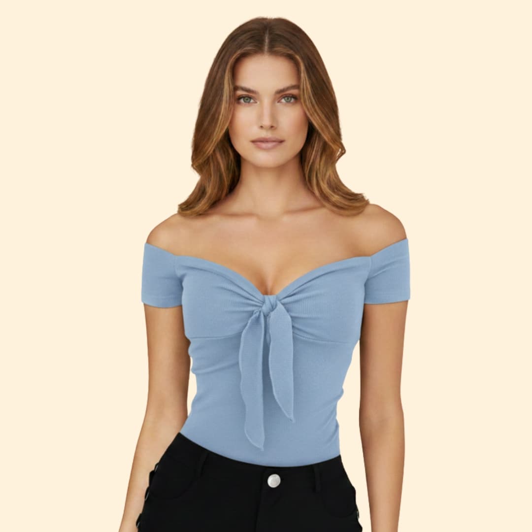 Women’s Off-shoulder Top with Tie Front