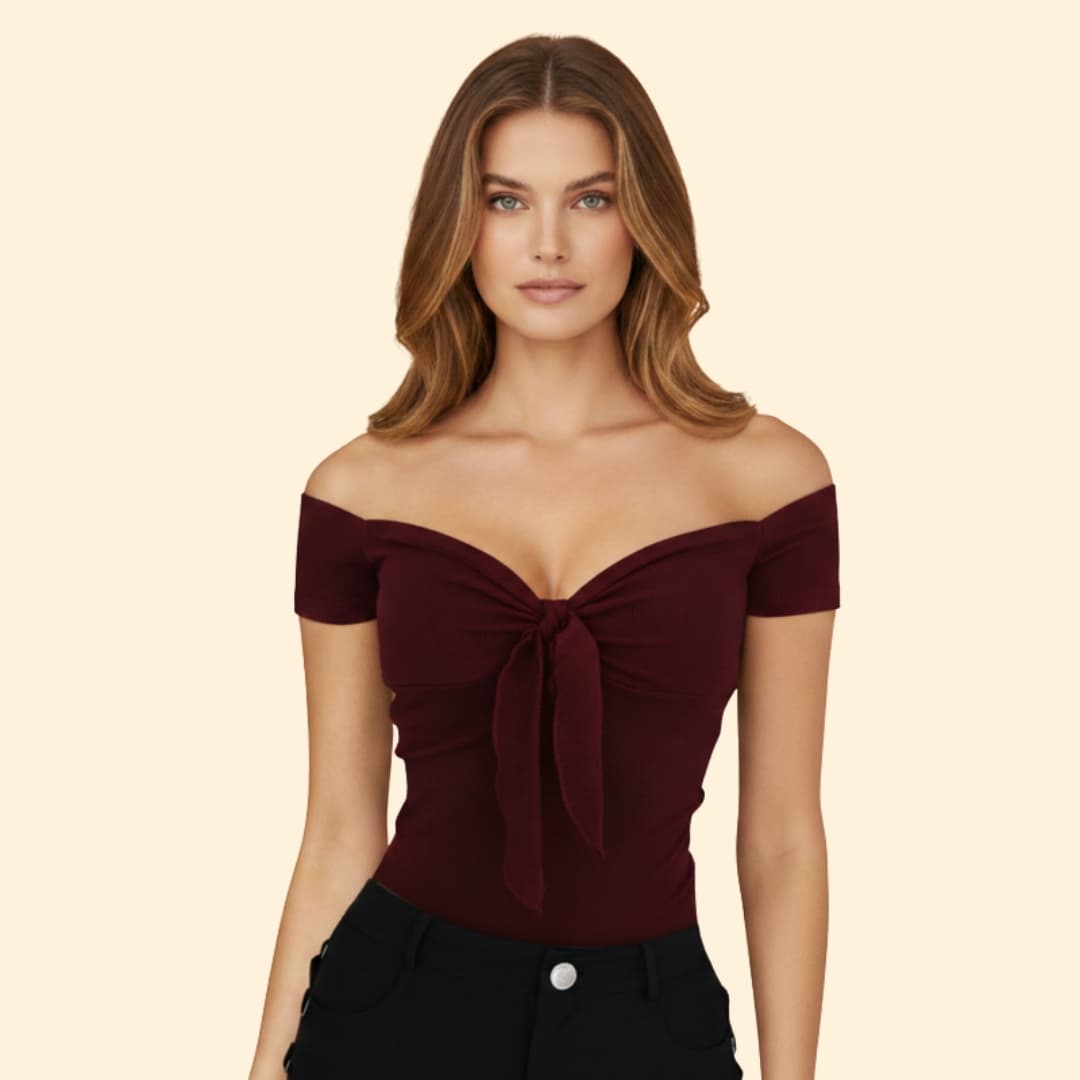 Women’s Off-shoulder Top with Tie Front