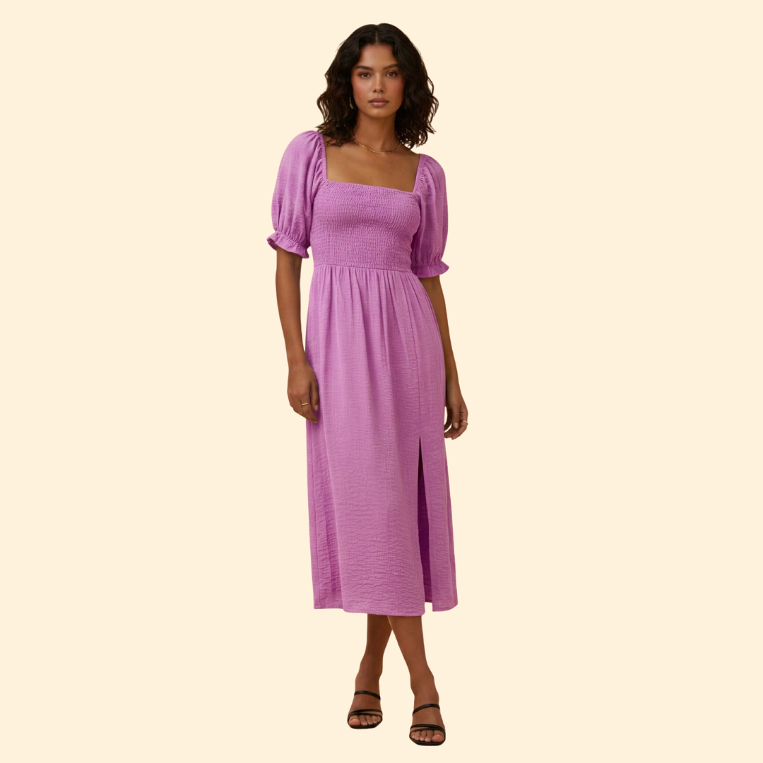 Women's Off-the-Shoulder Dress Smocked Bodice