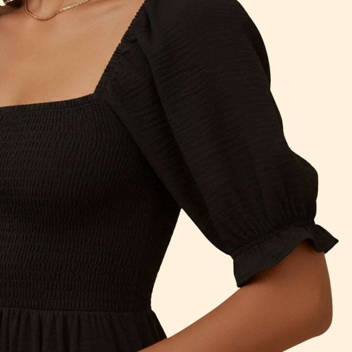 Women's Off-the-Shoulder Dress Smocked Bodice