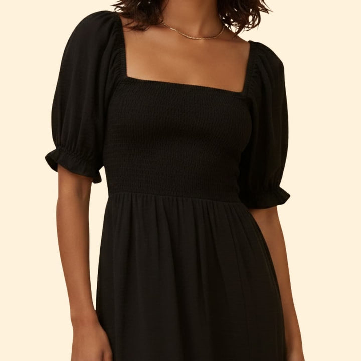 Women's Off-the-Shoulder Dress Smocked Bodice