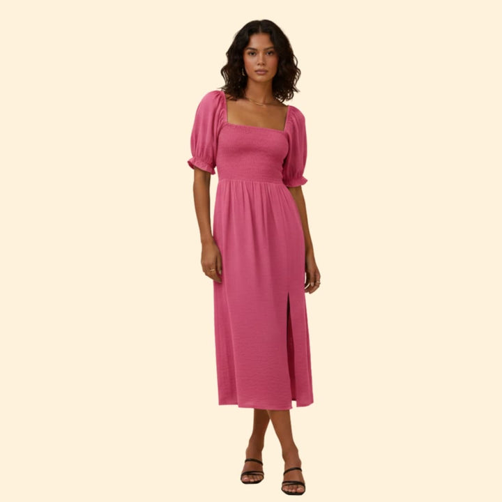 Women's Off-the-Shoulder Dress Smocked Bodice