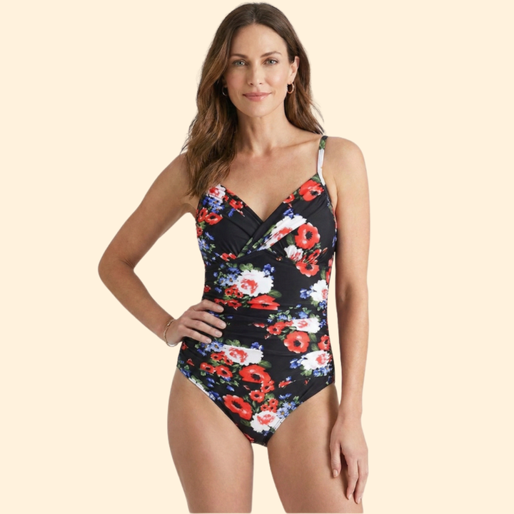 Women’s One-Piece Bikini with Cross-Folded Top