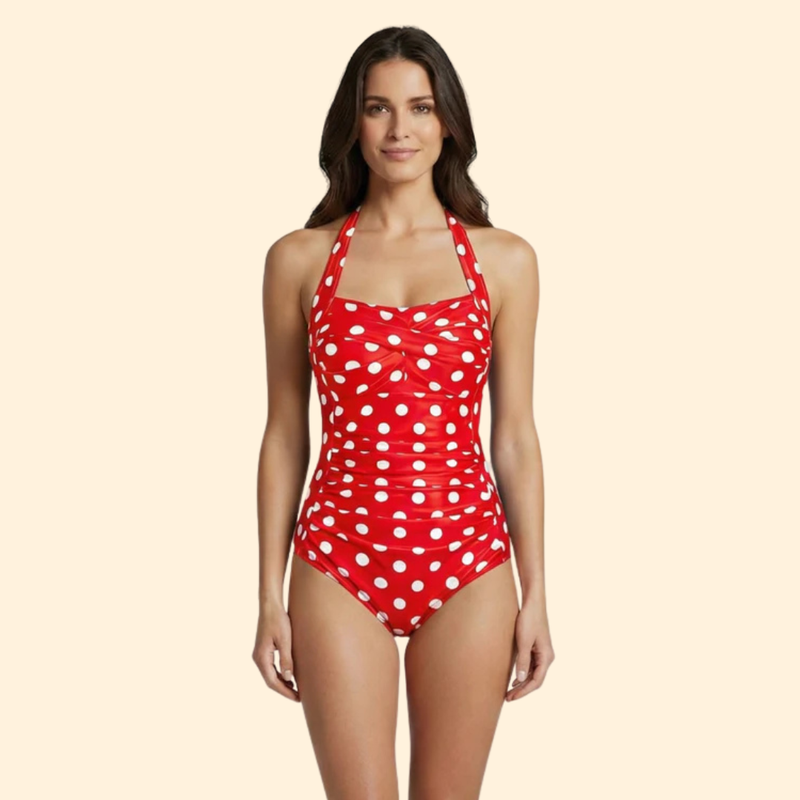 Women’s One-Piece Swimsuit with Adjustable Straps and Ruched Waist