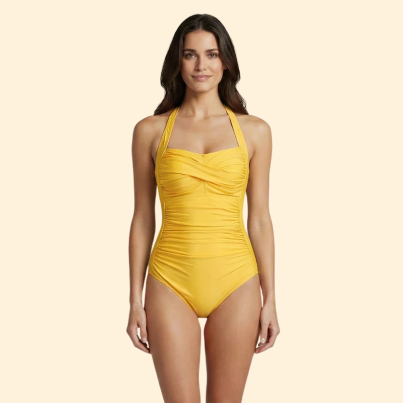 Women’s One-Piece Swimsuit with Adjustable Straps and Ruched Waist