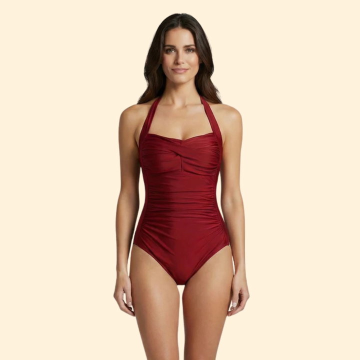 Women’s One-Piece Swimsuit with Adjustable Straps and Ruched Waist