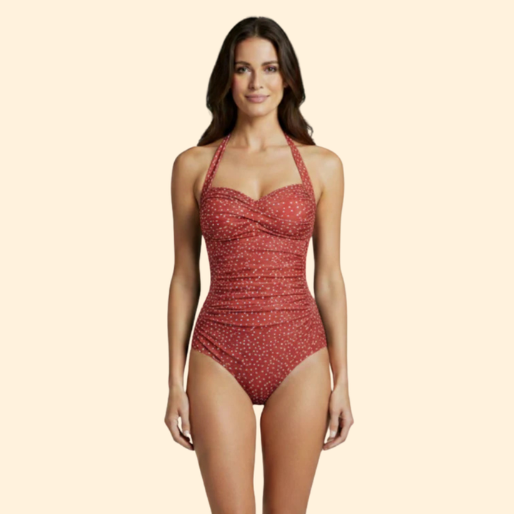 Women’s One-Piece Swimsuit with Adjustable Straps and Ruched Waist