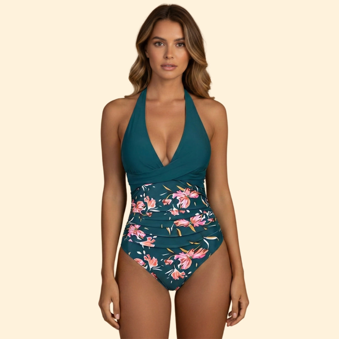 Women's One-Piece Swimsuit with Halter Neck