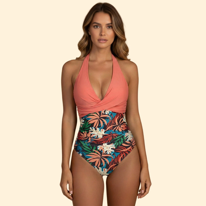 Women's One-Piece Swimsuit with Halter Neck