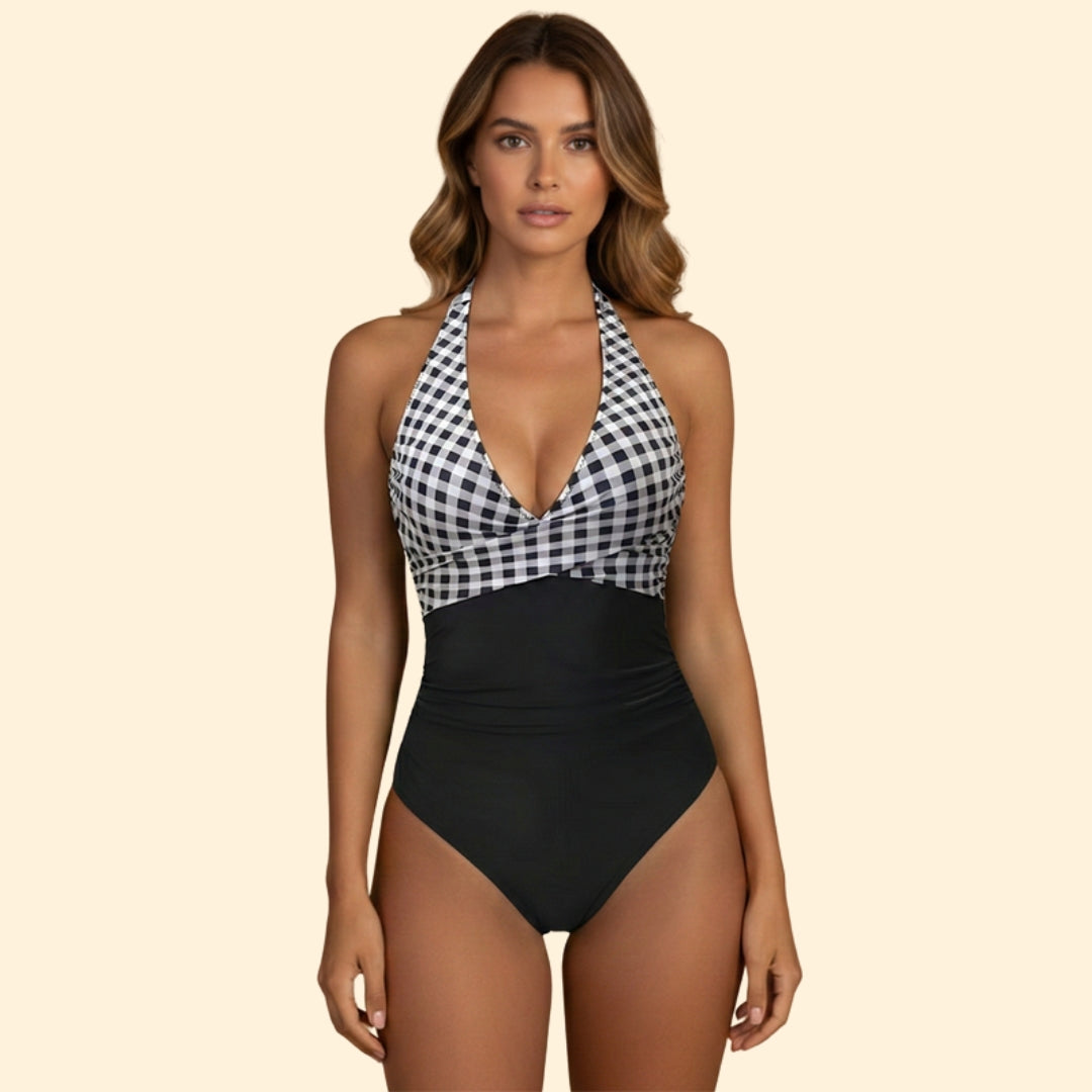 Women's One-Piece Swimsuit with Halter Neck