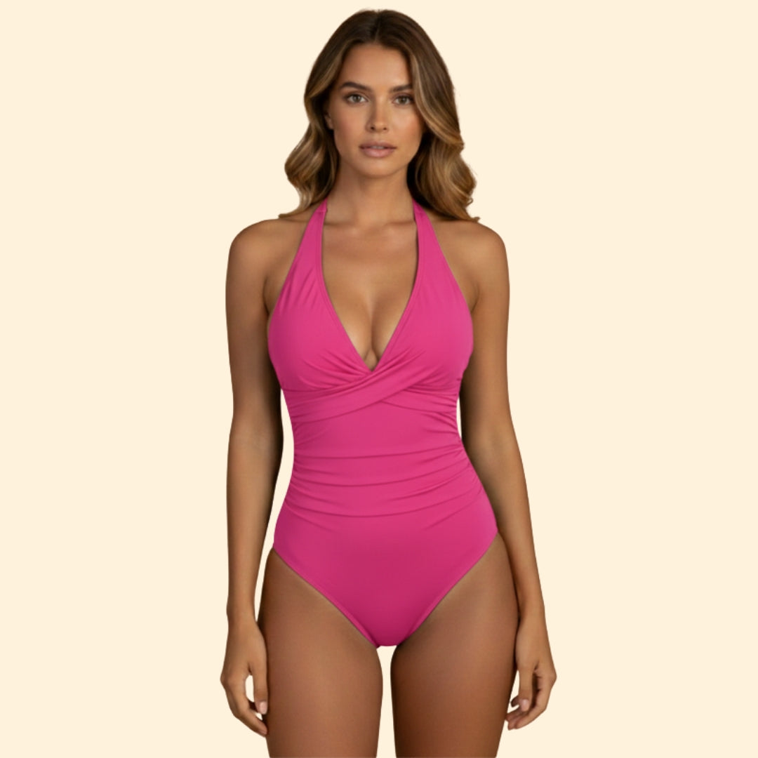 Women's One-Piece Swimsuit with Halter Neck