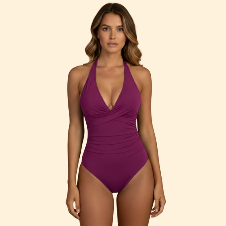 Women's One-Piece Swimsuit with Halter Neck