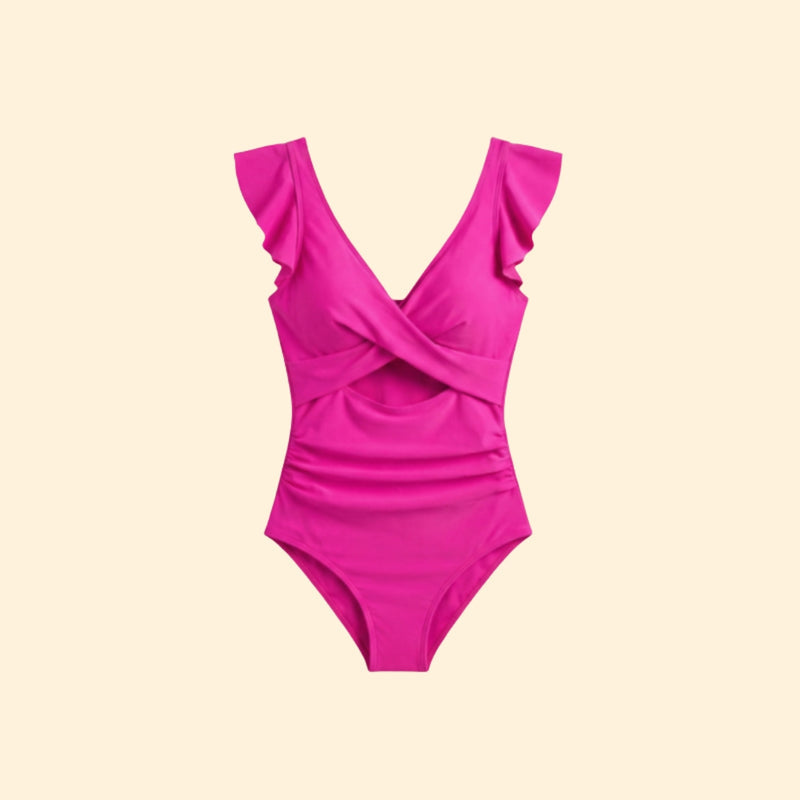 Women’s One-Piece Swimsuit with Ruffled Sleeves