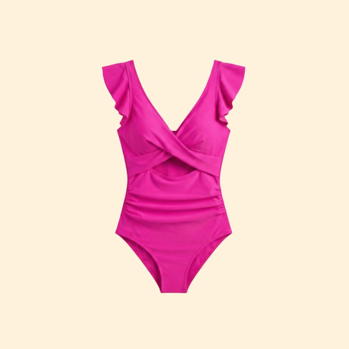 Women’s One-Piece Swimsuit with Ruffled Sleeves