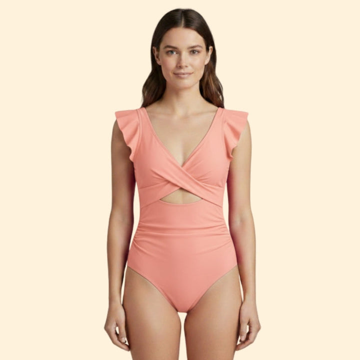 Women’s One-Piece Swimsuit with Ruffled Sleeves
