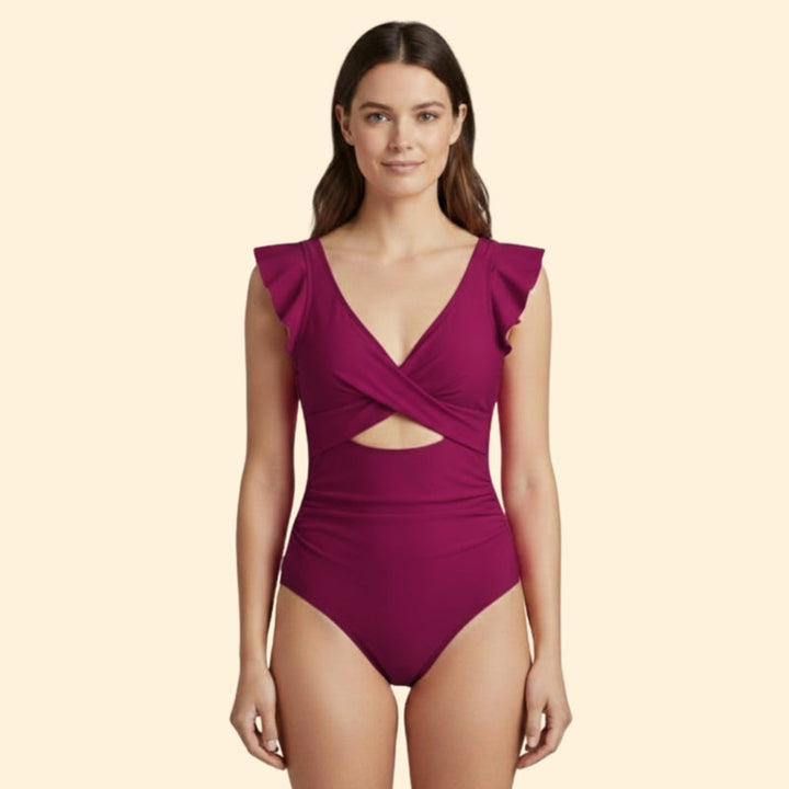 Women’s One-Piece Swimsuit with Ruffled Sleeves