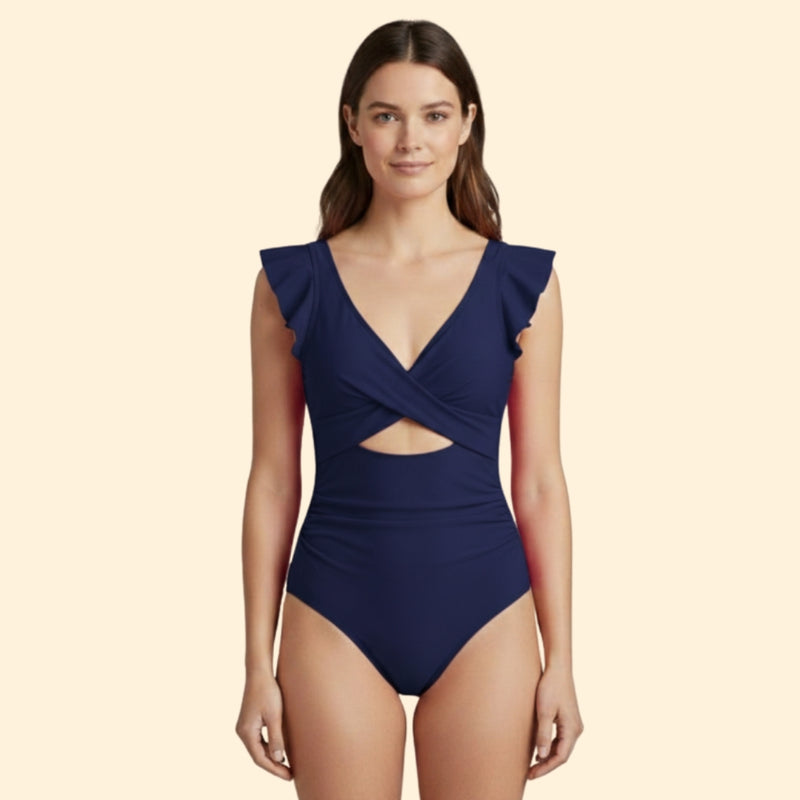 Women’s One-Piece Swimsuit with Ruffled Sleeves