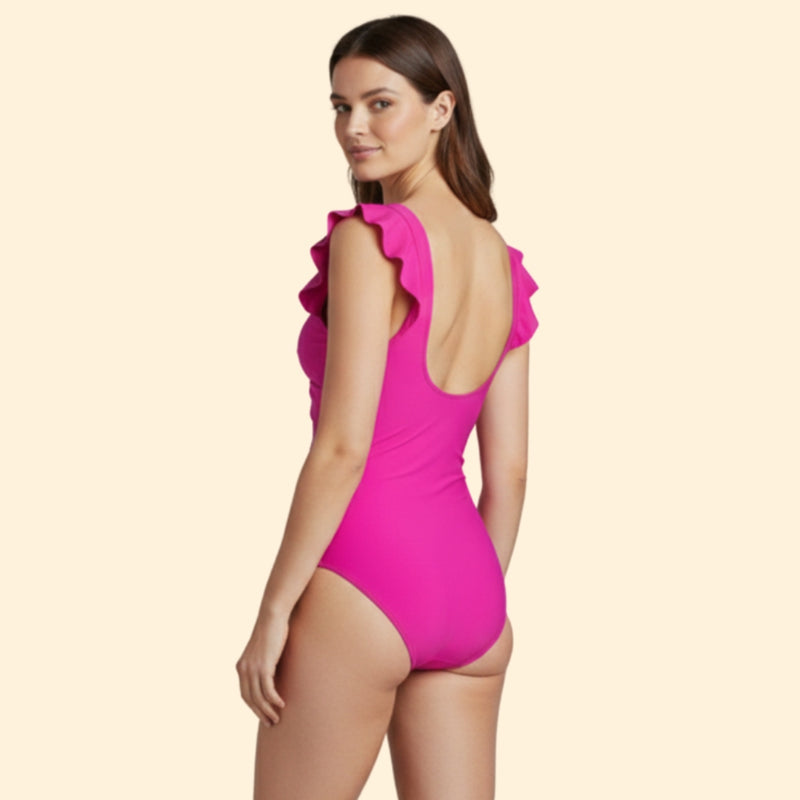 Women’s One-Piece Swimsuit with Ruffled Sleeves