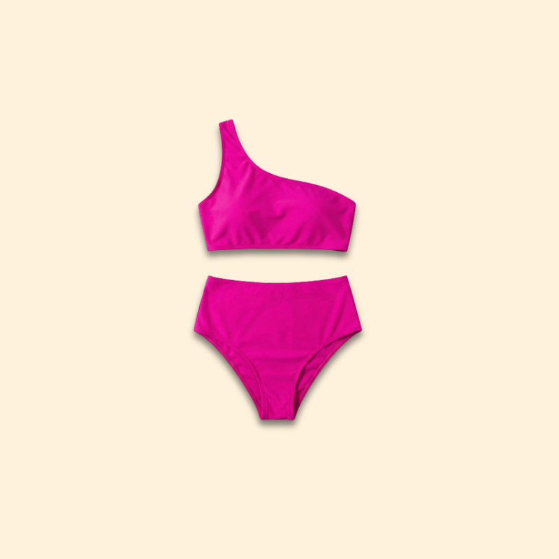 Women’s One-Shoulder Bikini Set with Side Ruching