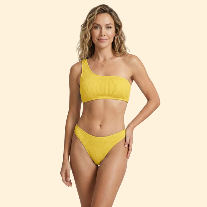 Women’s One-Shoulder Bikini with High-Waisted Bottoms