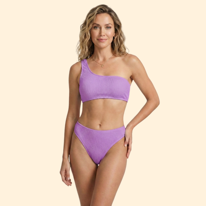 Women’s One-Shoulder Bikini with High-Waisted Bottoms