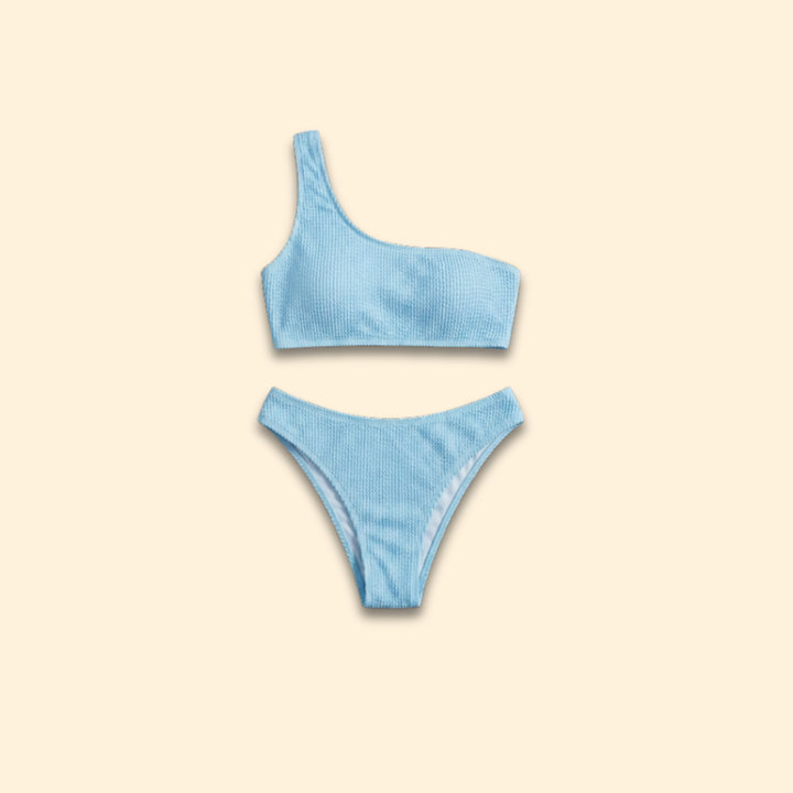 Women’s One-Shoulder Bikini with High-Waisted Bottoms