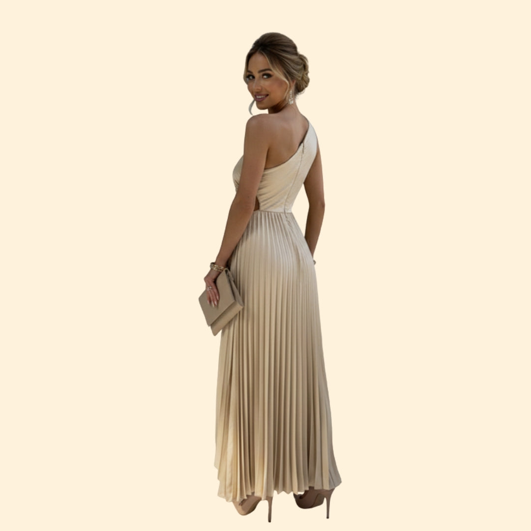 Women’s One-Shoulder Dress with 3D Flower